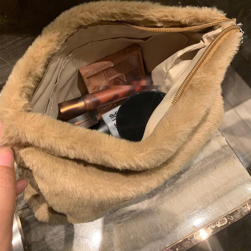 High-grade Plush Cosmetic Bag Women's Large Capacity