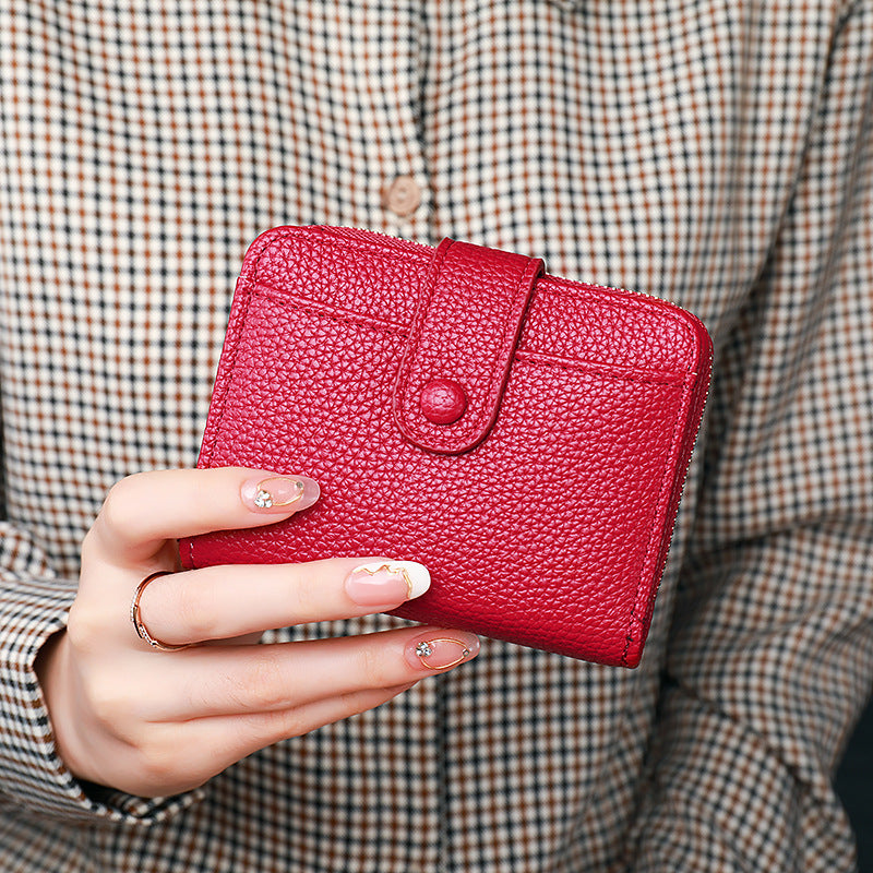 Women's Lychee Pattern Organ Short Wallet