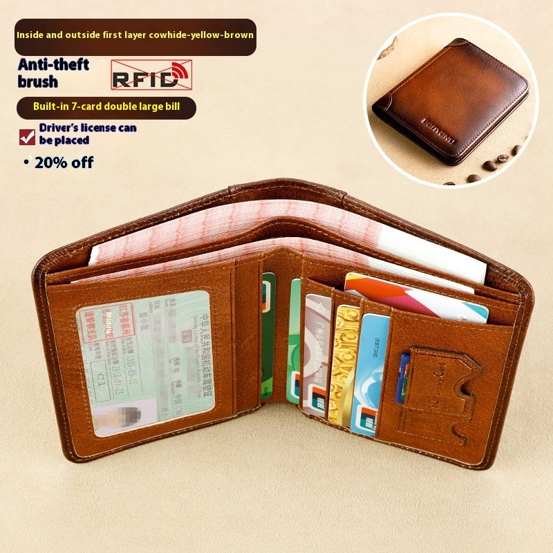 Men's Wallet RFID Anti-theft Swiping Ultra-thin First Layer Cowhide